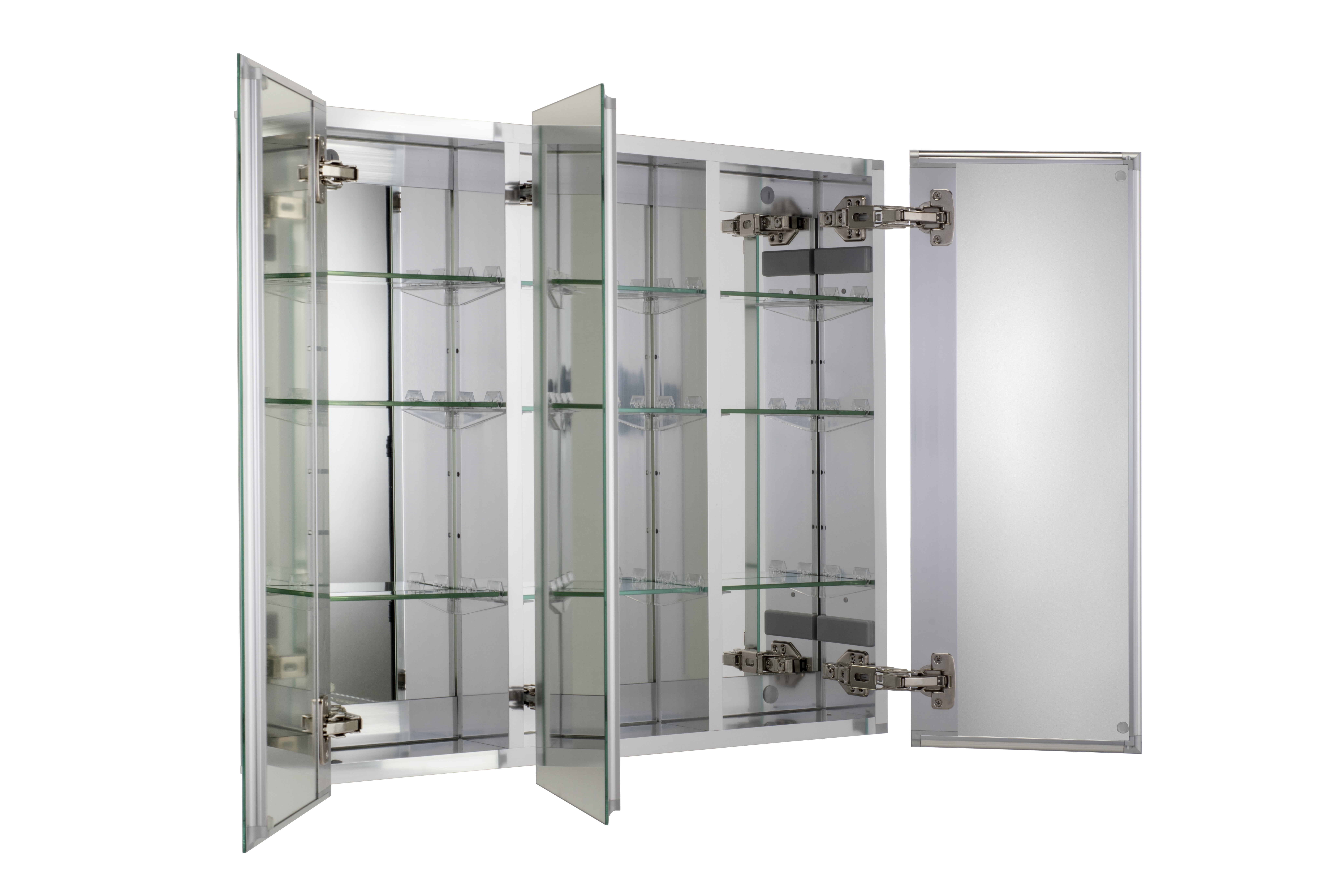 Croydex Thurmond Large Aluminum Medicine Cabinet with Three Doors, Silver (30x26in)