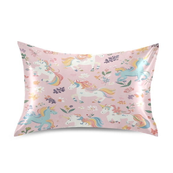 Satin Pillowcase Soft and Smooth Pillow Case for Hair and Skin Cartoon Unicorns Pattern