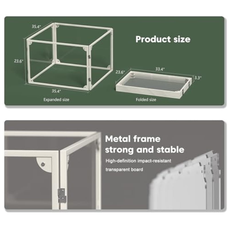 Metal-Framed Acrylic Playpen for Indoor Use, Designed for Puppies And Small Dogs, Measuring 24 Inches with 4 Panels in Black