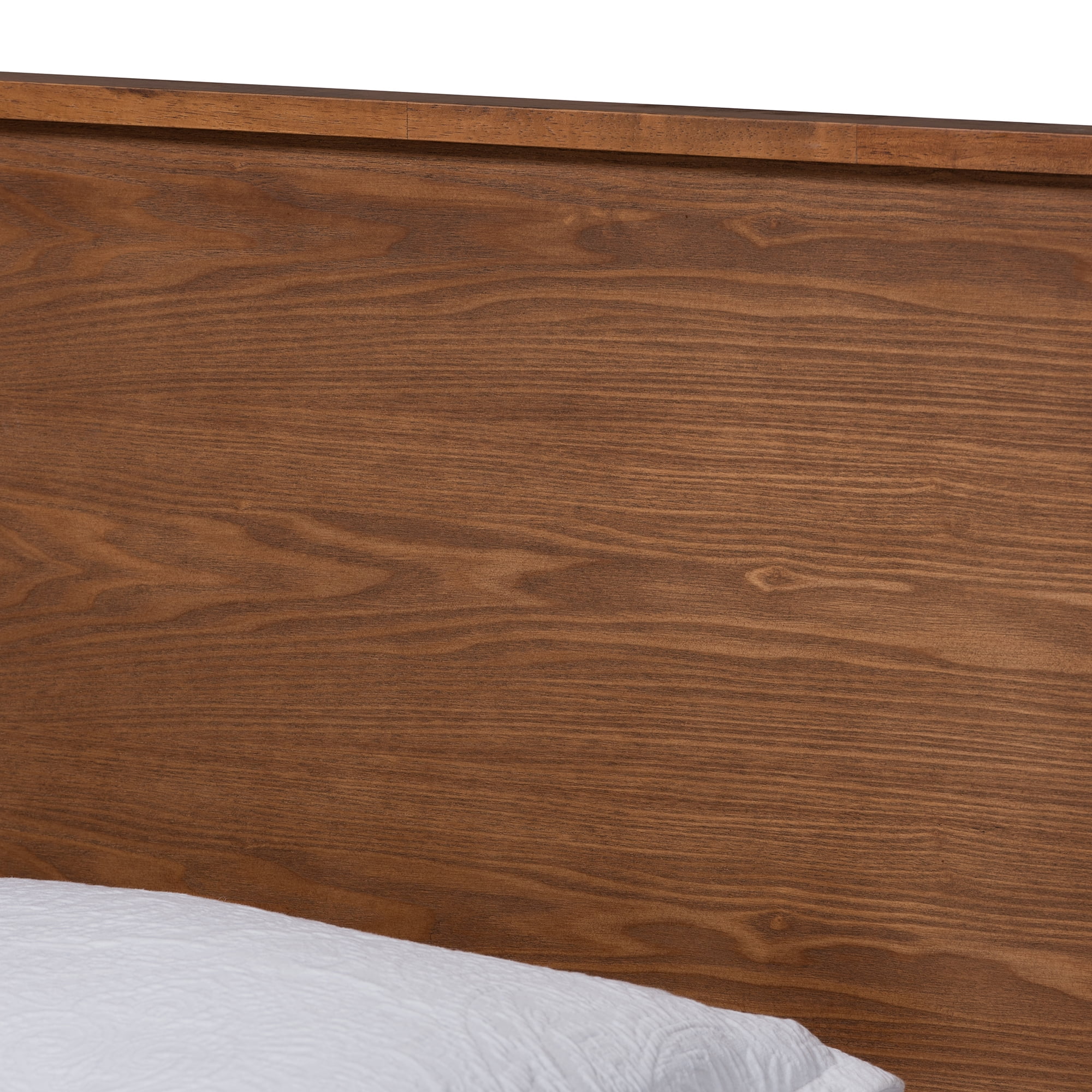 Baxton Studio Leola Mid-Century Engineered Wood Platform Bed, Twin, Walnut Brown