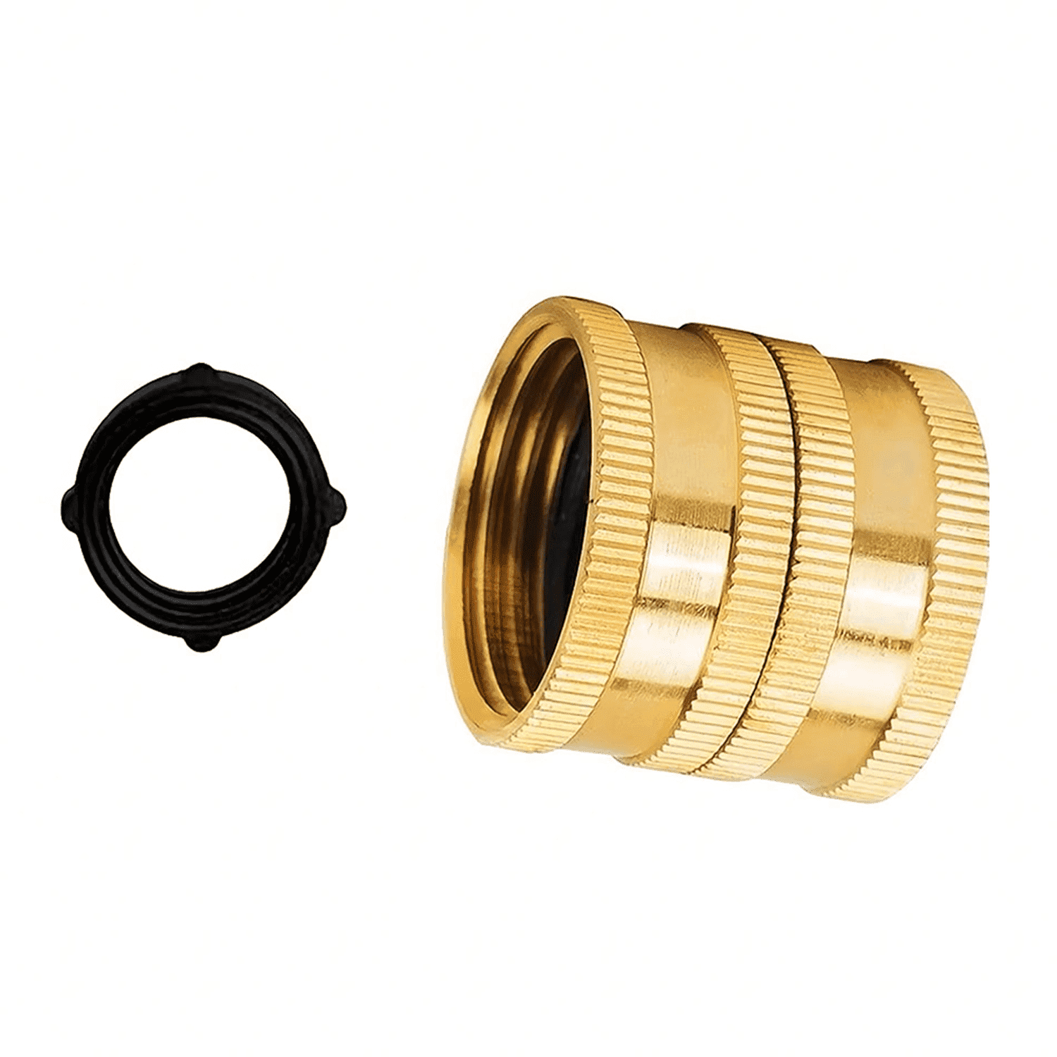 2Pcs Female to Female Hose Adapter,3/4 Inch Solid Brass Hose Quick Connect Fittings with Extra Washers,Garden Hose Repair Kit