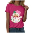 thumbnail image 5 of larppty Santa Face Printed Retro Christmas Xmas Holiday T-Shirt for Women (Hot Pink, 3XL), 5 of 6