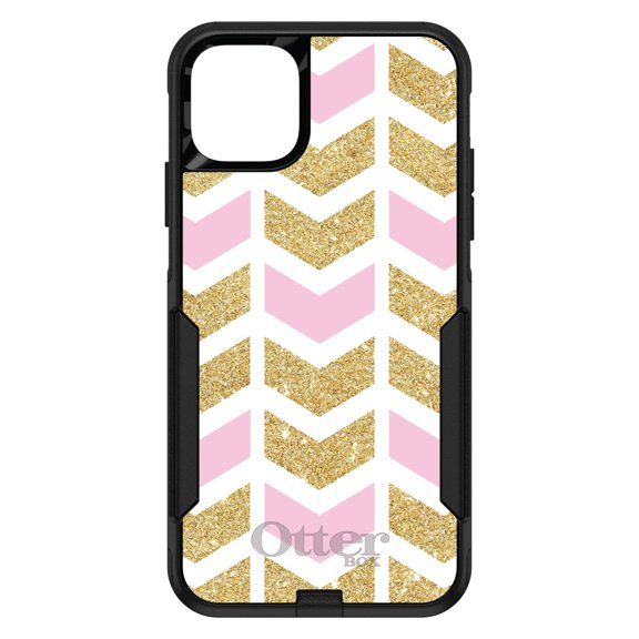 DistinctInk OtterBox Commuter Custom Case for Apple iPhone 15 (6.1" Screen) - Random Chevron Pattern - Wireless Charging Compatible