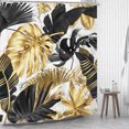 thumbnail image 2 of Black Gold Tropical Palm Shower Curtain 72Wx72H Inch Banana Leaves Monstera Botanical White Marble Jungle Rainforest Plant with 12 Plastic Hooks Fabric Waterproof Toilet Accessories Decor, 2 of 5