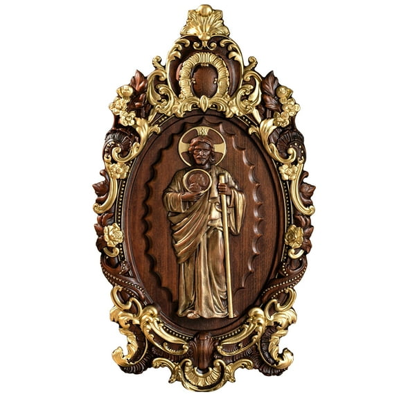 St. Jude Wooden Religious Icon Home Wall Decor Patron Saint of Troubled Times and Despair Catholic Statue Saint Wall Hanging