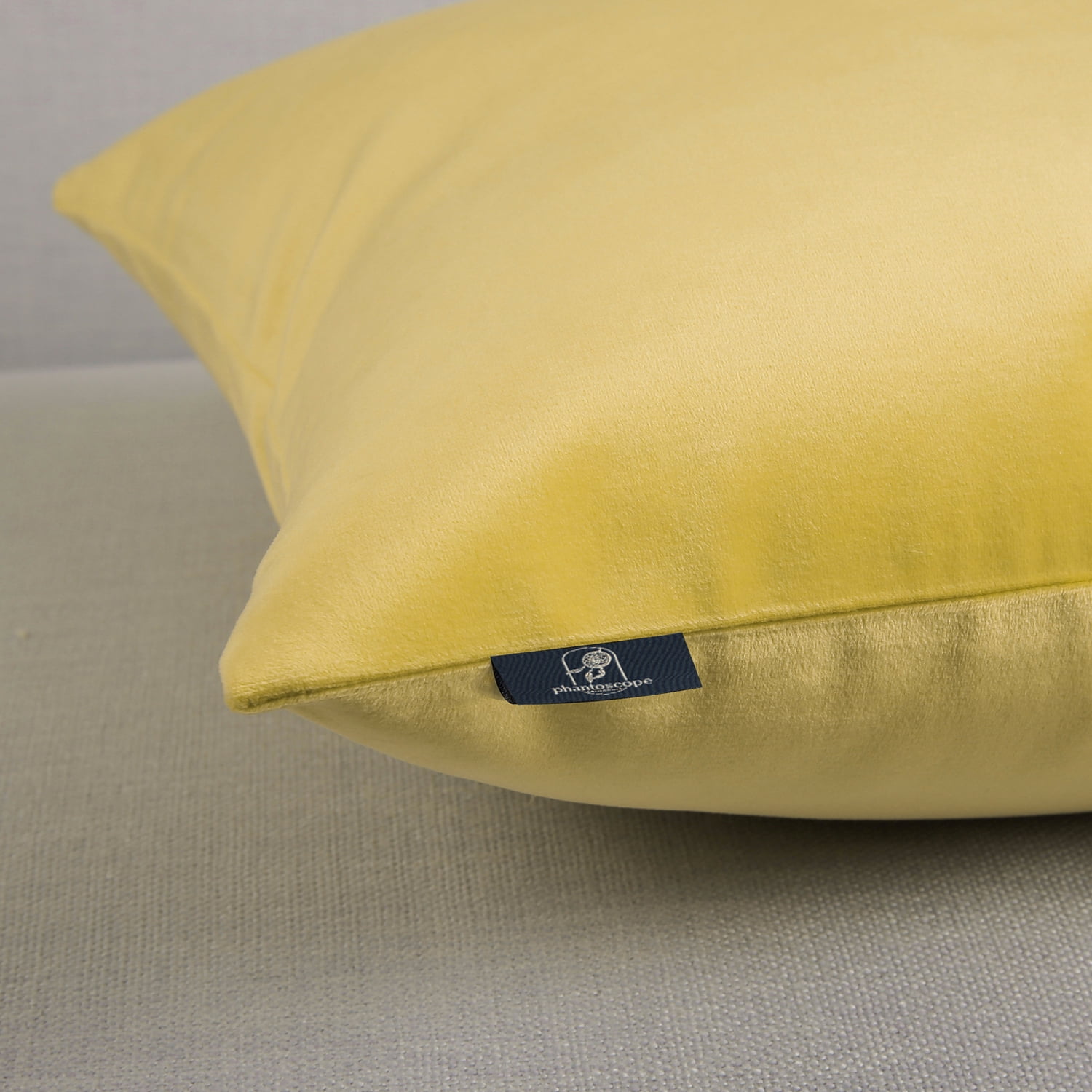 Phantoscope Soft Silky Velvet Series Square Decorative Throw Pillow Cusion for Couch, 18" x 18", Yellow, 1 Pack