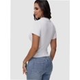 thumbnail image 6 of Women's Short Sleeve V Neck T Shirts Summer Knit Slim Fitted Basic Solid Color Tee Tops, 6 of 6