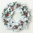 thumbnail image 5 of 24 Inch Norfolk Pine Christmas Wreath with LED Lights Artificial Christmas Wreath with Pine Cones and Red Berries for Front Door Wall Window Indoor Outdoor Holiday Decor, 5 of 8