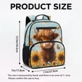 thumbnail image 7 of HUIACONG 13.5 Inch Highland Cow Sunflower Print Kids Backpack, Water Resistant Lightweight School Bag with Multi Pockets, Ergonomic Adjustable Padded Straps Bookbag for School Travel, 7 of 7