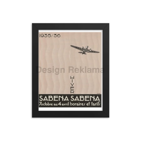 Sabena Airlines Belgium Timetable 1935-36, Framed Vintage Travel Poster