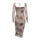 thumbnail image 5 of Vestido con cuello cuadrado, ajustado, estilo vintage, para mujer, traje diario Ygjytge Caqui T M para Mujer, 5 of 9