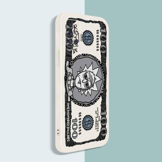 Para Samsung Galaxy A12 A31 A32 4G A52 A72 5G A11 A51 A20S Rick and Morty Científico Loco Dólar Cuadrado Borde Recto Cove De Silicona Suave