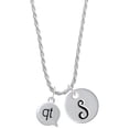 thumbnail image 1 of Delight Jewelry Silvertone Text Chat - qt - Cutie - Silvertone Script Initial Disc - S - Charm Necklace, 20"+3", 1 of 4