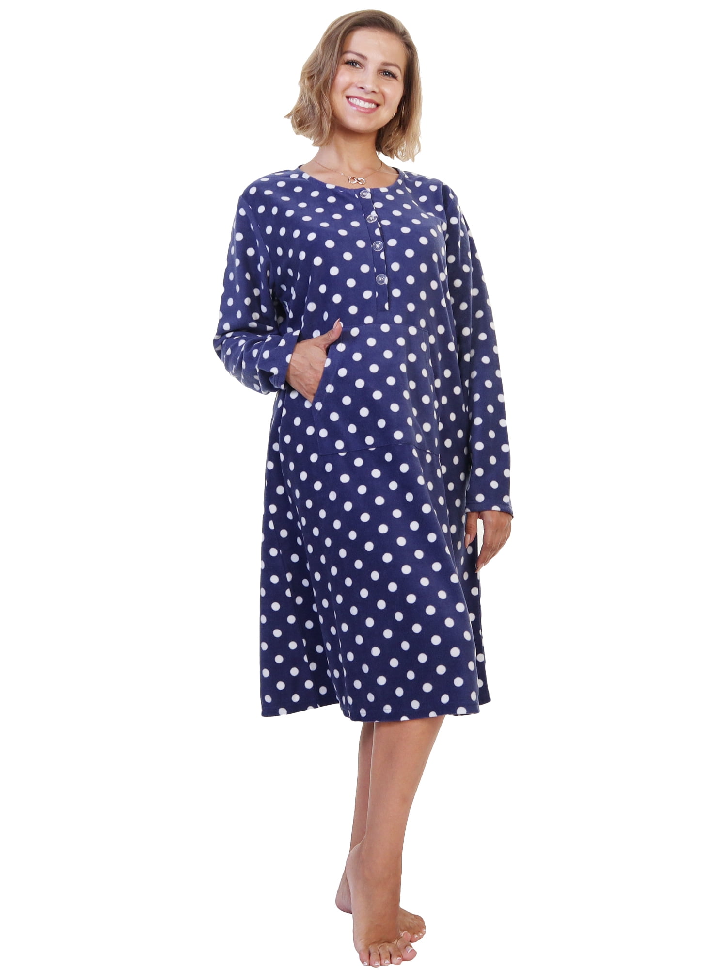 Angelina Cozy Fleece Pajama Long Sleeves Nightgown (1-Pack) - Walmart.com