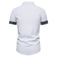 thumbnail image 4 of Hombres Casual Manga corta Impreso Patchwork Botón Camisa Bolsillo Tops Blusa Pompotops  oipoqjl48679, 4 of 9