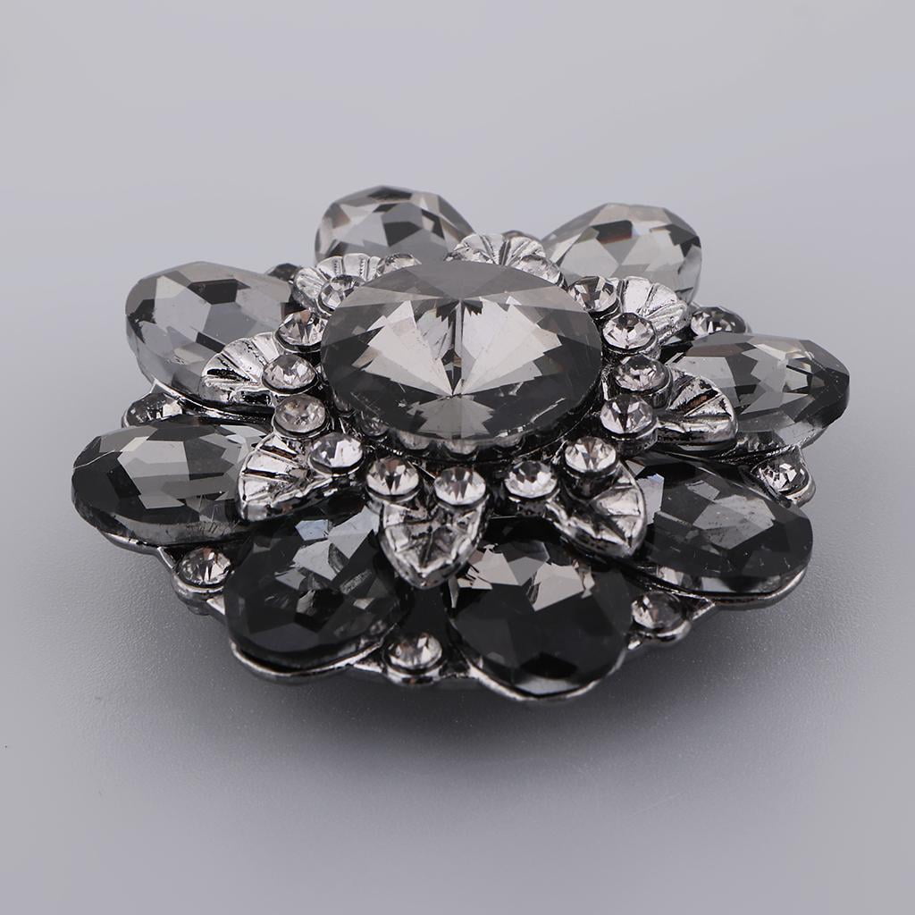 Abbraccia 6xAlloy Rhinestone Shank Buttons Decorative Buttons Sewing Accessories Black 6 Pcs