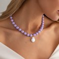 thumbnail image 3 of NICKSUN Colorful Chunky Beaded Necklace for Women, Acrylic Bead Choker Necklaces Irregular Baroque Imitation Pearl Pendant Necklace, Summer Beach Party Wedding Vacation Jewelry Gifts, 3 of 8