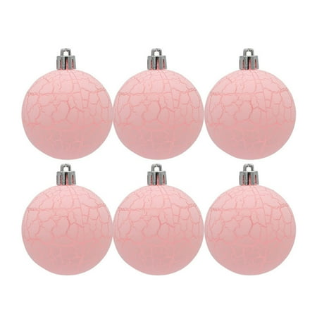 

Decor Store 6Pcs 6cm Xmas Balls Crack Texture Easy Hanging Festive Bright Color Plastic Christmas Baubles Pendants Party Supplies