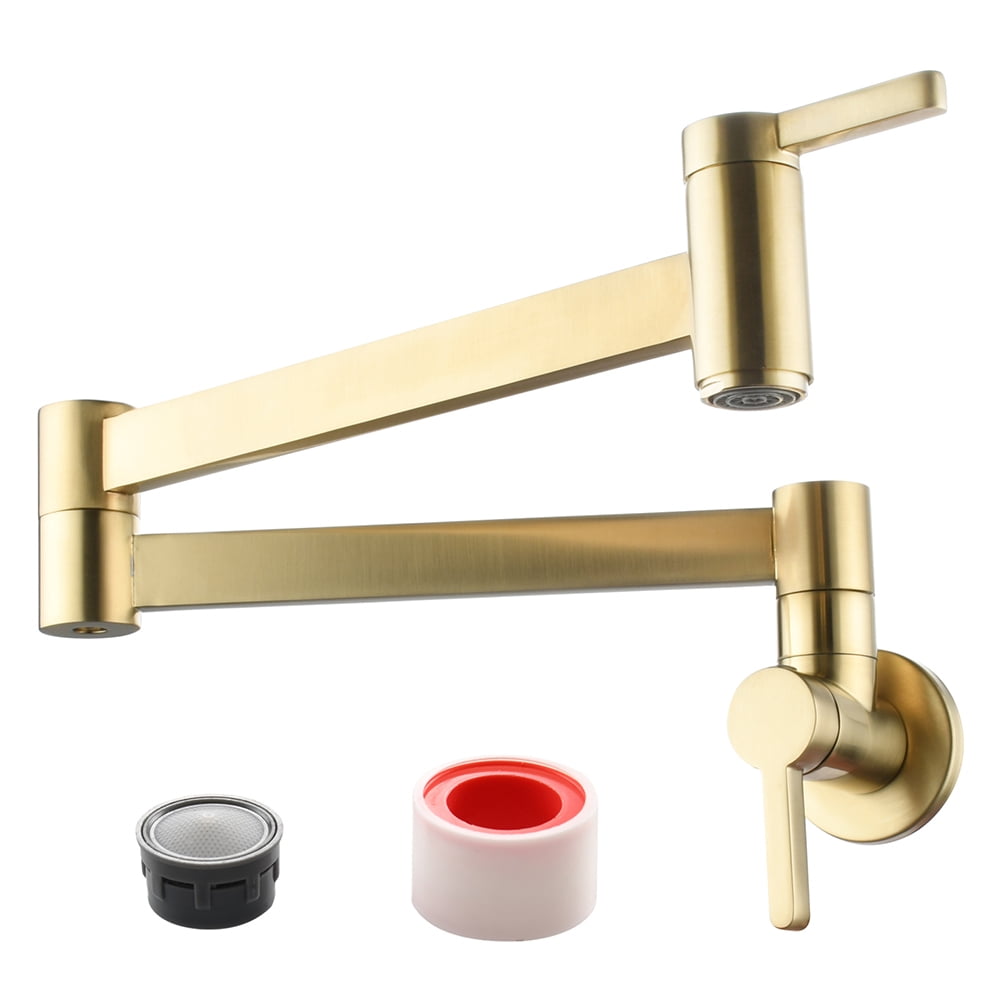 Kepooman Foldable Bathroom Faucet, Wall Mount Bathroom Kitchen Sink Brushed Sink Faucet, Gold Kepooman Foldable Bathroom Faucet, Wall Mount Bathroom Kitchen Sink Brushed Sink Faucet, Gold