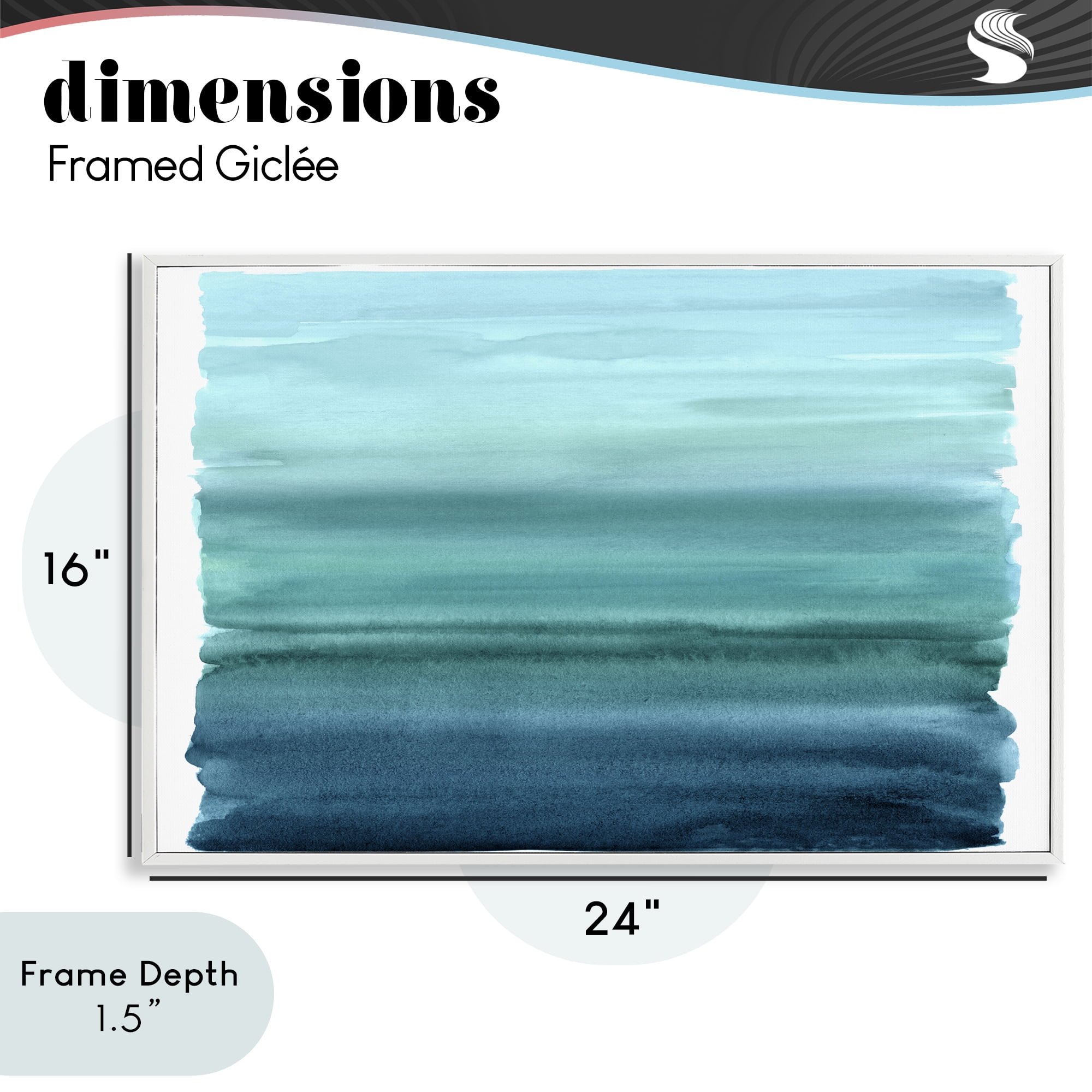 Stupell Industries Ombre Teal Gradient White Framed Giclee Art, design by Allie Corbin
