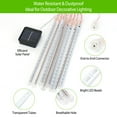 thumbnail image 4 of 144LED Solar Meteor Shower String Lights, 12in Waterproof Xmas Decoration Light Falling String Lights for Wedding Party Christmas Lights, Cold White, 8Tube, 4 of 8