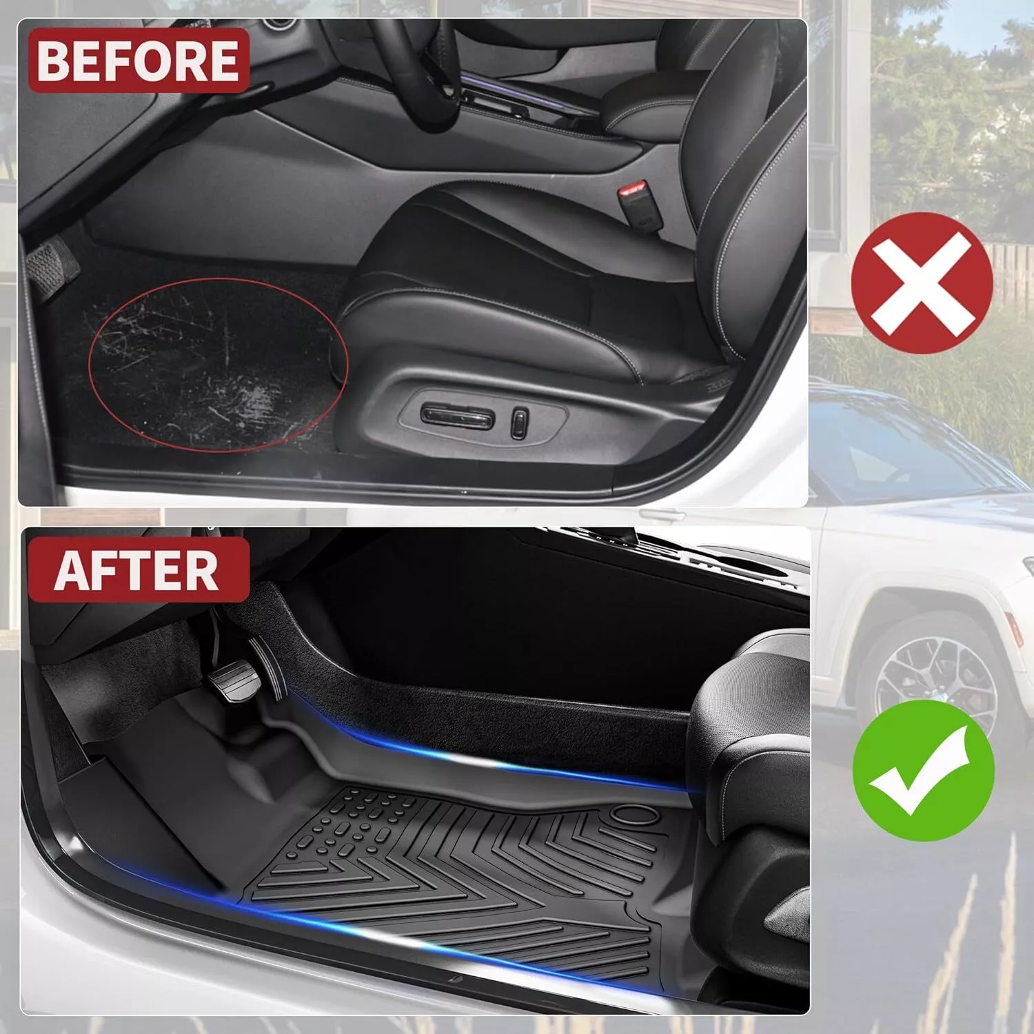 RVNI Floor Mats for 2021 2022 2023 Hyundai Santa Fe 5 Seat Front & Rear Liners All Weather