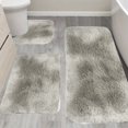thumbnail image 5 of ZUBKTE Carpets for Living Room Mixed Color Bath Mats 3 Set Winter Bathroom Rugs For 3 Pcs Toilet Mats Universal Soft Comfort Water Absorption Non Slip Thick Machine Washable Easy to Dry Dark, 5 of 7