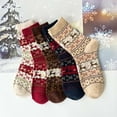 thumbnail image 4 of Yuanlong Womens Socks Christmas 6 Pairs Reindeer Pattern Ribbed Cozy Mid Crew Socks Holiday Warmth Comfort Mid Calf Socks, 4 of 5