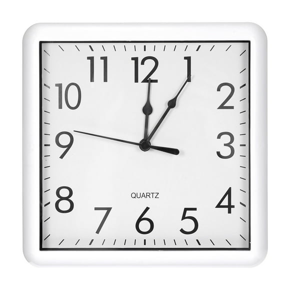 Unique Bargains 9x9 Inch Wall Clock, Quartz Battery Operated Silent Non-Ticking Square Wall Clocks, White