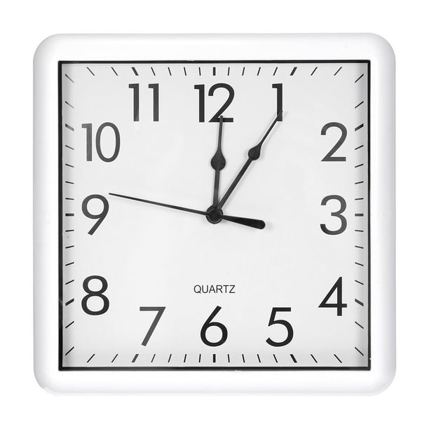 Reloj de Pared Cuadrado Uxcell de 9x9 pulgadas, Operado por Batería, Silencioso y Sin Tictac, Blanco