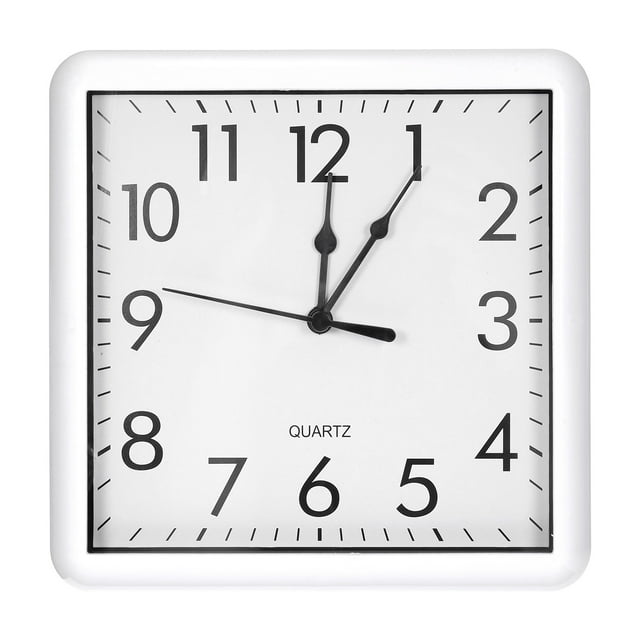 Unique Bargains 9x9 Inch Wall Clock, Quartz Battery Operated Silent Non-Ticking Square Wall Clocks, White