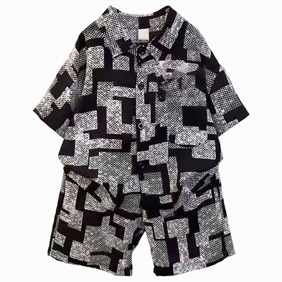 KPOPLK Toddler Baby Boy Outfit Set for 1t 2t 3t 4t 5t Boys Button Up Short Sleeve Shirt Top and Shorts Set Summer Gentleman Outfits Clothes(6-7 Years,Black)