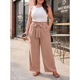 thumbnail image 2 of Cueply Womens Wide Leg Pants Plus Size Elastic Tie Knot Lounge Pants Loose Trousers with Pockets, 2 of 6