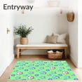 thumbnail image 3 of ODIKA 6x9 Machine Washable Non-Slip Area Rug, Whimsical Cartoon Feline Parade Interlocking Stars High Traffic Rug with Pad, Green, 515396, 3 of 8