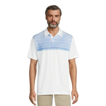 Ben Hogan Performance Men's Chest Striped Golf Polo Shirt, Sizes S-5XL