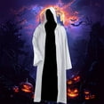 thumbnail image 2 of ZQUUVOU Adult Halloween Theme Tunic Hooded Robe Men Knight Cloak Fancy Cool Role Play Clothes Cape Coat White, 2 of 7