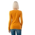 thumbnail image 3 of Simply Fashion Basic V Neck Long Sleeve T-Shirts - Stretch Cotton SpandexMUSTARD,SMALL, 3 of 5