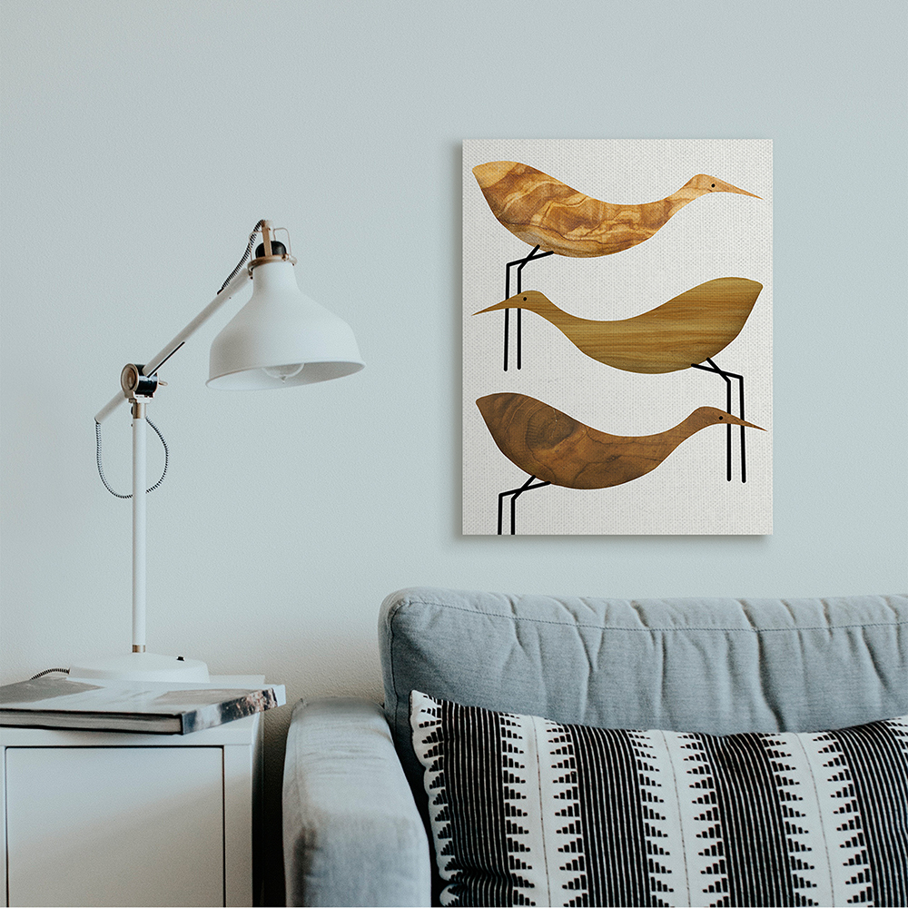 Stupell Industries Abstract Wooden Pattern Storks Rustic Birds Canvas Wall Art by Daphne Polselli