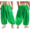 thumbnail image 6 of Haitryli Mens Arab Prince Costume Halloween Harem Pants Loose Bloomers Trousers Belly Dance Pants Green XL, 6 of 7