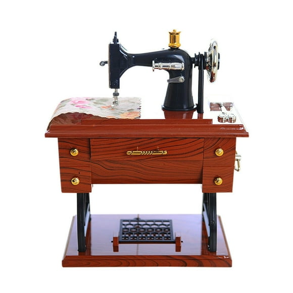 Vintage Music Box Mini Sewing Machine Style Mechanical Birthday Gift Table Decor Music Box