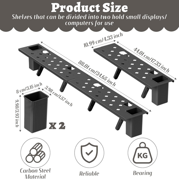 Multifunctional Monitor Top Storage Rack – 33.46 inch TV & Computer Screen Organizer Shelf, Desktop Accessory for Home Office & Entertainment