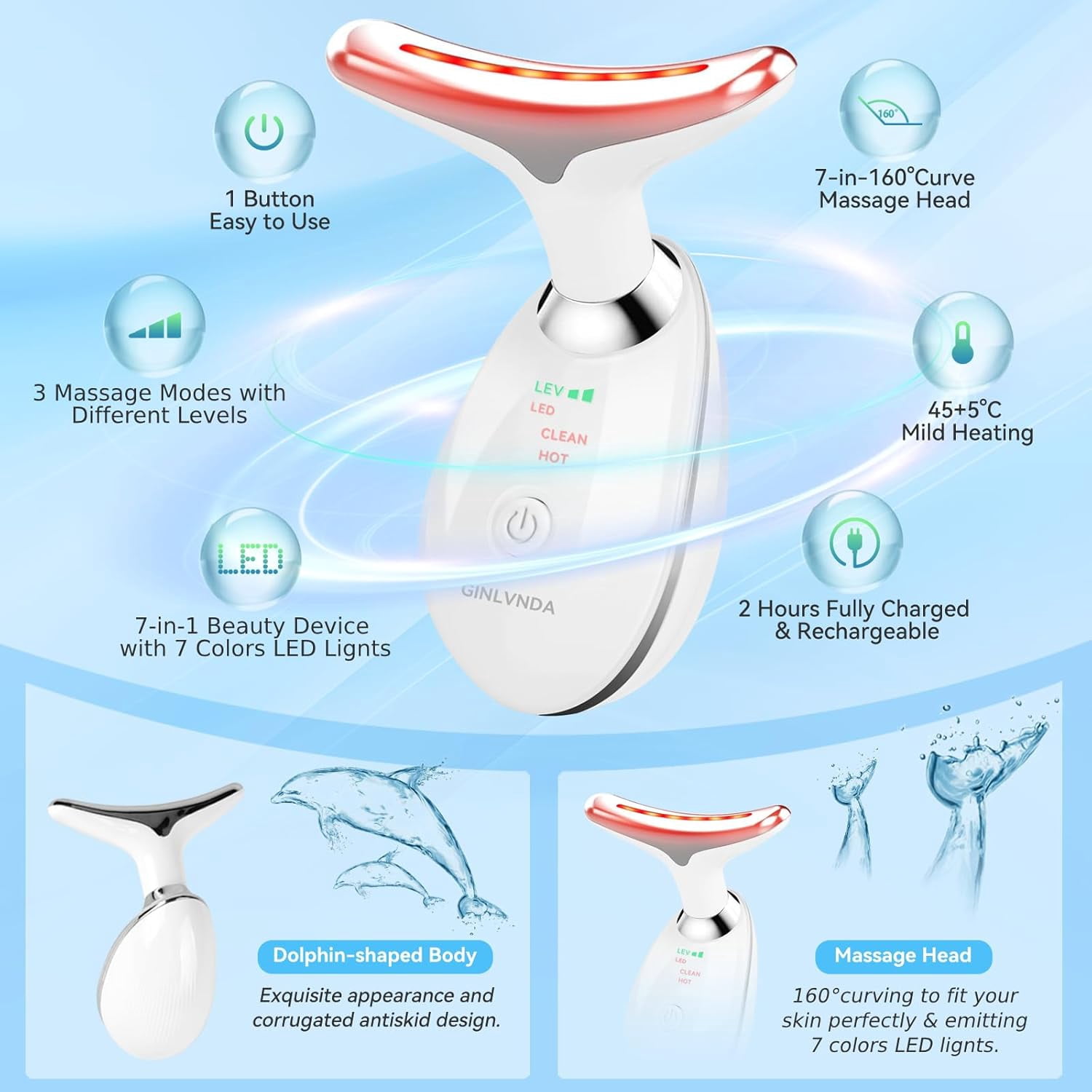 3 in 1 Face Sculpting Tool with 7 Color, Face Neck Massager, Wrinkle Removal Device for Face and Neck, Facial Skin Care Massager