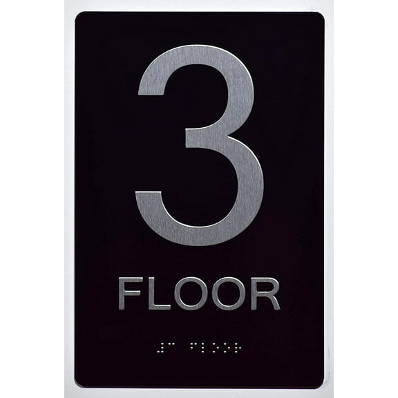 Floor Number Sign -3RD Floor Sign(Aluminium, Black/Silver,Size 6x9) The Sensation line