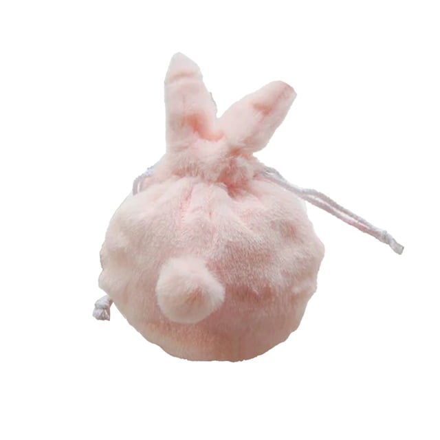 Tauxra 7.09x7.87in Plush Bunny Drawstring Storage Bag Solid Color Easter Candy Pouch For Holiday Decoration