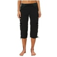 thumbnail image 2 of Womens Cargo Capris Summer Casual Drawstring Low Waisted Hiking Jogger Pants Lightweight Outdoor Cotton Capri Pants 2024 Trendy Cargo Pants Women High Waisted Womens Cargo Capris with Pockets, 2 of 6