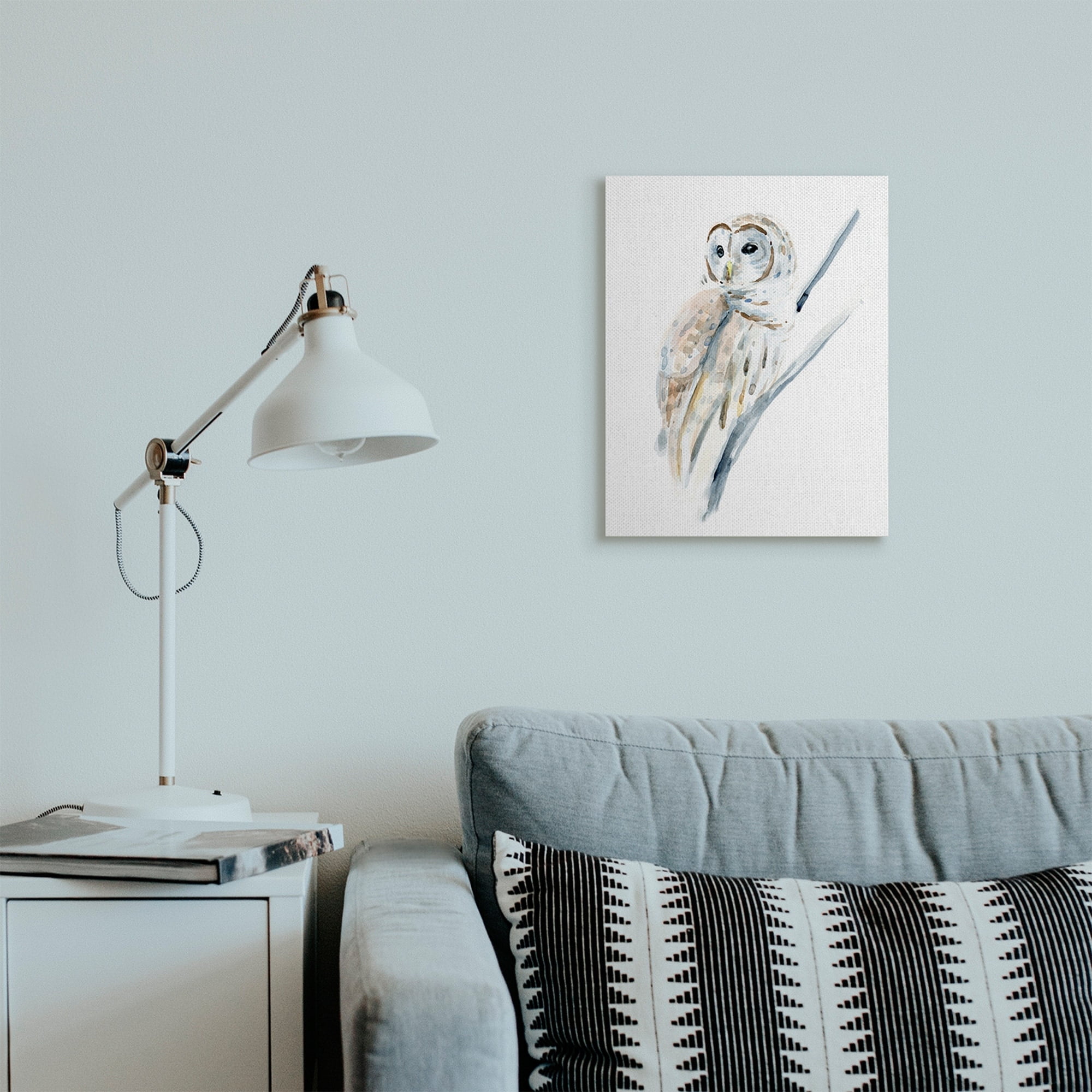 Stupell Soft Arctic Owl Perched on Minimal Branch Canvas Wall Art 16 x 20