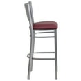 thumbnail image 6 of Flash Furniture 2 Pk. HERCULES Series Silver Slat Back Metal Restaurant Barstool - Burgundy Vinyl Seat, 6 of 8
