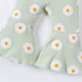 thumbnail image 6 of Faraee Toddler Baby Summer Clothes for Girls Bow Tie Sleeveless Ribbed Crop Tops and Floral Print Bell Bottom Flare Pants Outfit 6 12 18 24 Months 2T 3T 4T 5T Light Green, 6 of 7