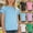 Blue, variant on Cute Shirts For Kids Girls Fashion Casual Top With Ruffle Hem Pull String Detail Solid Color Short Sleeve Tee For Toddler Youth Teen Tshirts 5-12 Years
