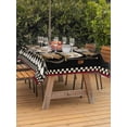 thumbnail image 2 of Outdoor Tablecloth with Umbrella Hole & Zipper, Black Chef Rectangle Tablecloth 60x84 Inch, Kitchen Cooking Baking Black White Plaid Patio Table Cover Waterproof Table Cloth for Picnic/Party, 2 of 7